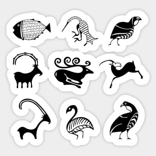 Archaic and Geometric Animal Motifs II - Timeless Abstraction Sticker